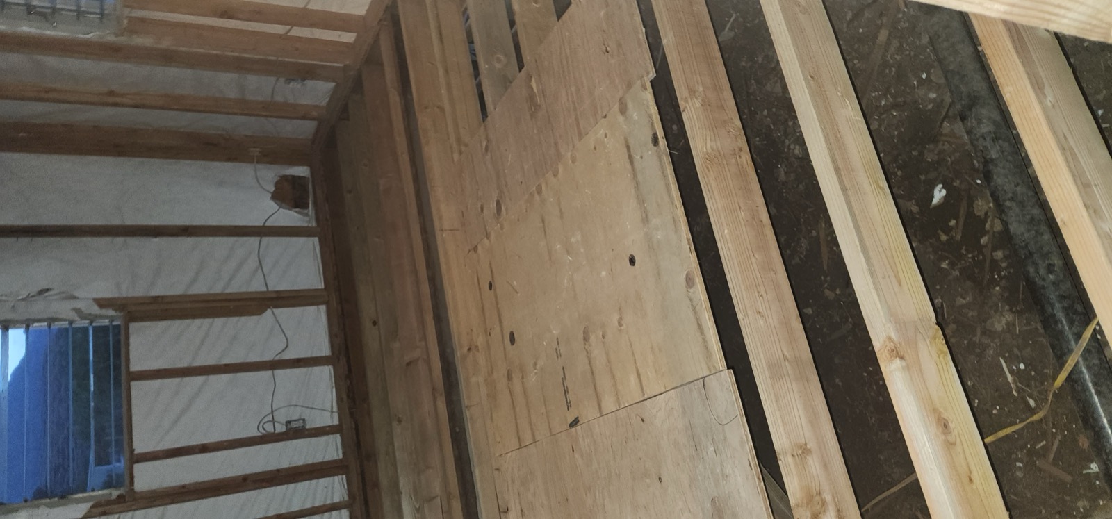 New framing and subfloor in the Unit D primary suite